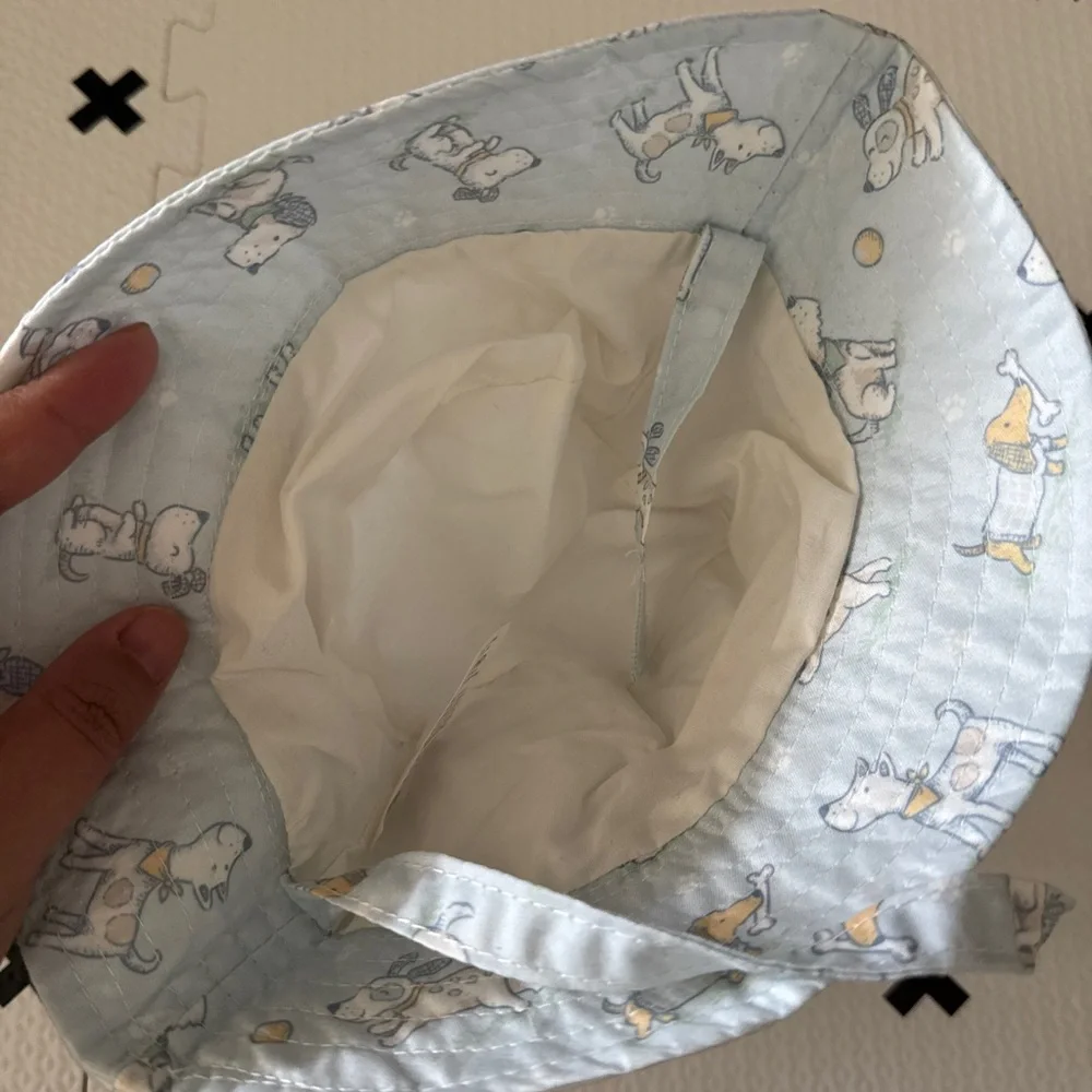 Little Me Light Blue Puppy Print Bucket Hat